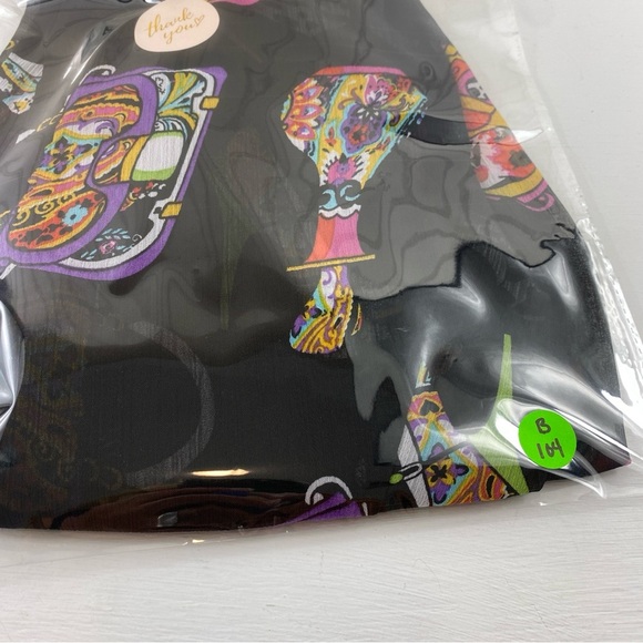 Slinky Brand Women's Open Front Novelty Print Black Sheer Kimono Sz M - Picture 10 of 10